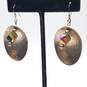 Sterling Silver Crystal Oval Concave Dangle Earrings 15.3g image number 2