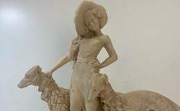 Art Deco Statue 12 inch Tall Woman with Russian Wolfhounds Resin Sculpture alternative image