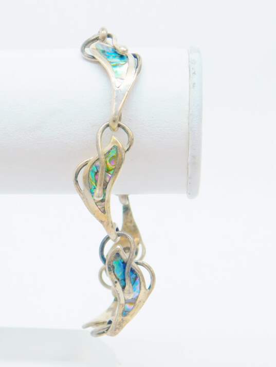 Artisan 925 Sterling Silver Statement Earrings & Abalone Panel Bracelet 34.0g image number 2
