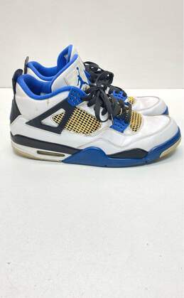 Nike Air Jordan 4 Retro Motorsport White, Black, Blue Sneaker 308497-117 Size 13