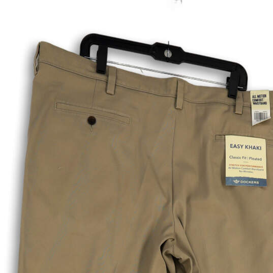 NWT Mens Beige Classic Fit Stretch Pleated Front Chino Pants Size 44X30 image number 4