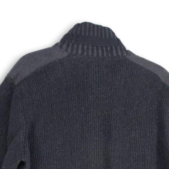 NWT Mens Black Knitted Mock Neck Flap Pocket Full-Zip Sweater Size XXXL image number 4