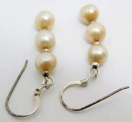 Beachy 925 Faceted Iolite & Dark Pearls Beaded Necklace Cream Pearls Drop Earrings & Sand Dollar Shells Linked Bracelet 18.7g alternative image