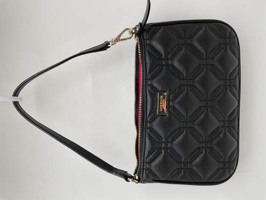 Womens Black Leather Quilted Inner Pocket Detachble Strap Shoulder Bag image number 4