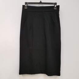 Womens Black Cotton Blend Side Zip Knee Length Straight & Pencil Skirt Sz 6