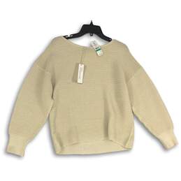 NWT Tommy Bahama Womens Beige Knitted Long Sleeve Pullover Sweater Size Large