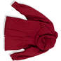 Mens Red Pockets Long Sleeve Hooded Button Front Jacket Free Size image number 2