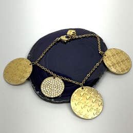 Designer Swarovski Gold-Tone Multiple Rhinestone Circle Link Chain Bracelet alternative image