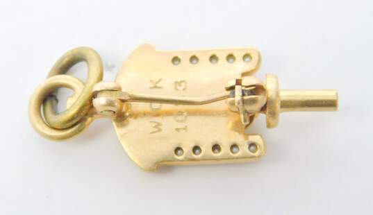 Vintage 10K Gold Alpha Epsilon Rho Seed Pearls & Black Enamel Honor Key Pendant Pin 3.3g image number 4