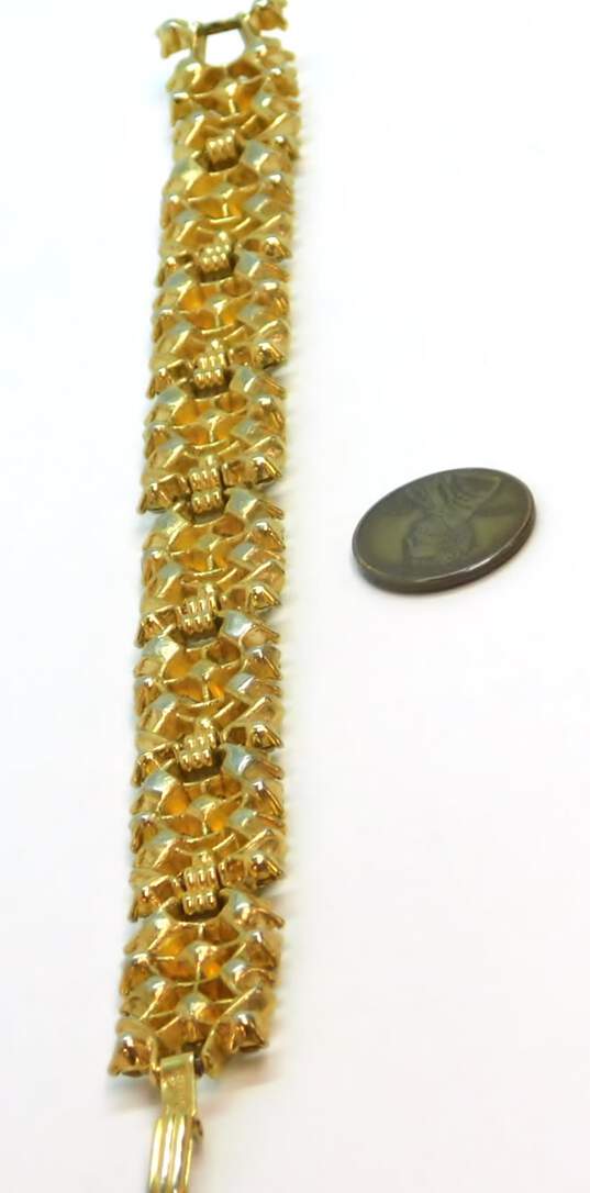 Vintage Crown Trifari Gold Tone Rhinestone Bracelet 31.3g image number 3