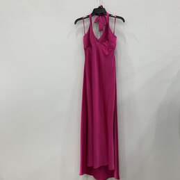 NWT BCBGMaxazria Womens Pink Sleeveless Side Zip Halter Neck Maxi Dress Size 8