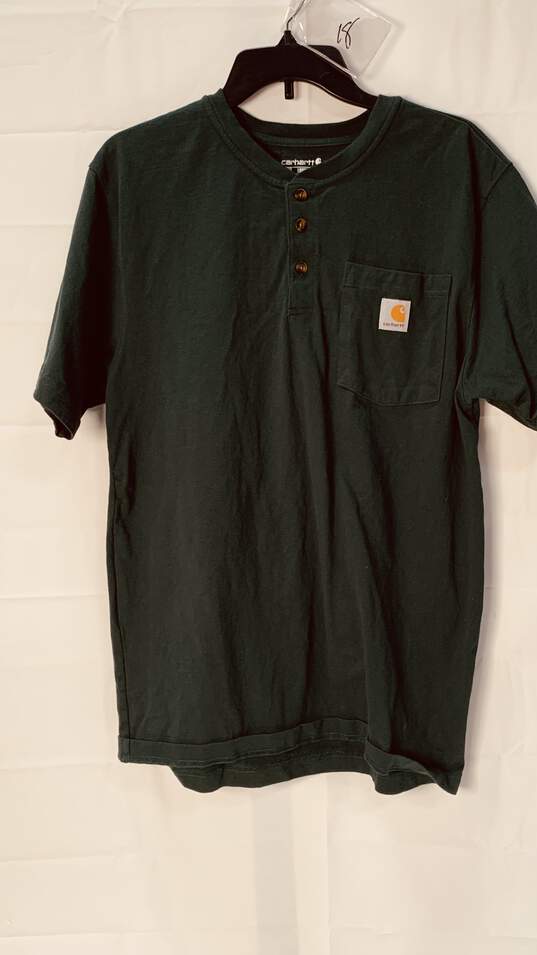 Men's Green Carhartt Short Sleeve Casual Shirt Size: Medium image number 1