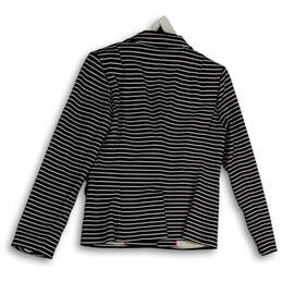 Womens Black White Striped Pockets Single Breasted Two Button Blazer Size 4 alternative image
