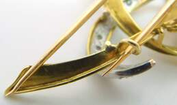 Elegant 18k Yellow Gold Diamond Accent & Pearl Brushed Leaf Spray Brooch Pin 13.4g alternative image