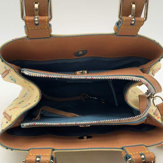 Dooney & Bourke Womens Yellow Inner Pocket Logo Charm Double Handle Handbag image number 5