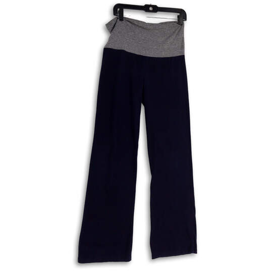 Womens Blue Flat Front Elastic Waist Straight Leg Yoga Pants Size Medium image number 2