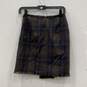 NWT Moschino Womens Blue Brown Plaid Embroidered Raw Hem A-Line Skirt 4 w/ COA image number 4