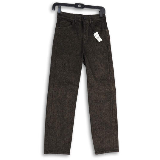 NWT Womens Black Bronze Shimmer 5-Pocket Design Straight Jeans Size 00 image number 1