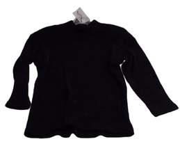 Women's Black Crew Neck Full Sleeve Pullover Sweatshirt Size Large alternative image