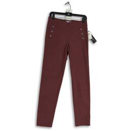 NWT 89th + Madison Womens Burgundy Red Flat Front Straight Leg Ankle Pants Sz S