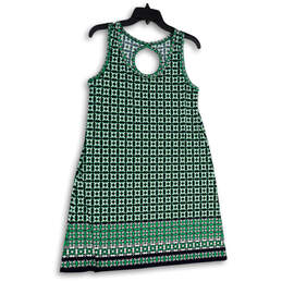 Womens Green Batik Back Keyhole Sleeveless Pullover Sheath Dress Size S