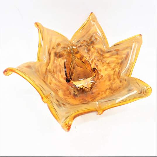 Murano Art Glass Large Amber Bowl Dish Home Decor image number 1