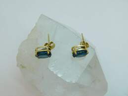 14K Yellow Gold Oval London Blue Topaz Stud Earrings 1.8g alternative image