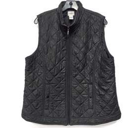 Chicos Black Metallic Puffer Vest Full Zip Size 3
