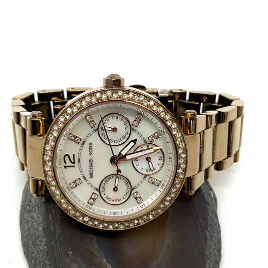 Designer Michael Kors MK-5S16 Gold-Tone Stainless Steel Analog Wristwatch image number 1