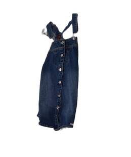 Girls Blue Pockets One Piece Denim Overalls Size 14