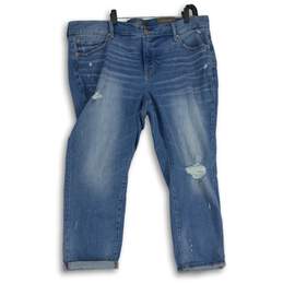 NWT Torrid Womens Blue Denim Distressed Straight Leg Boyfriend Jeans Size 20XS