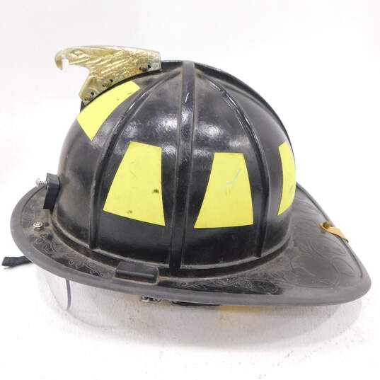 Vintage Morning Pride Black Eagle Firefighter Helmet w/ Shield & Neck Liner image number 2