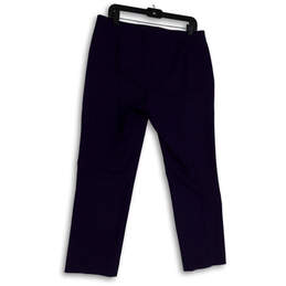 Womens Blue Flat Front Slash Pocket Straight Leg Formal Dress Pants Size 12 alternative image