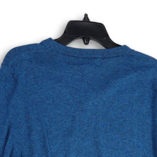 NWT Mens Blue Knitted Long Sleeve V-Neck Pullover Sweater Size Medium image number 4