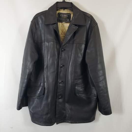 Cambra Men's Black Leather Jacket SZ L image number 1