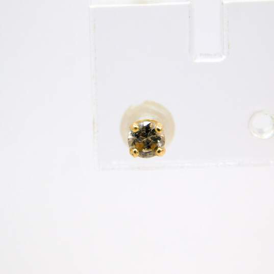 14K Yellow Gold 0.14 CT Salt & Pepper Diamond Single Stud Earring 0.1g image number 2