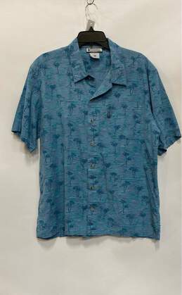 Columbia Mens Blue Cotton Printed Short Sleeve Collared Button-Up Shirt Size L alternative image