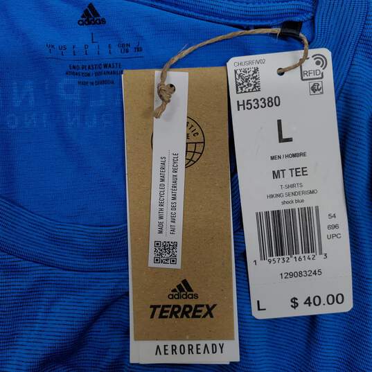 Adidas Terrex Three Sisters Skyline Blue Athletic Tee Shirt image number 4