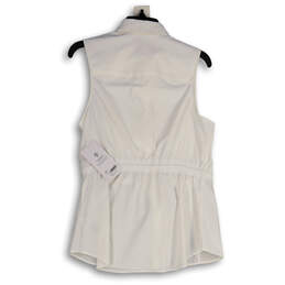 NWT Womens White Collared Drawstring Waist Button Front Tank Top Size M alternative image