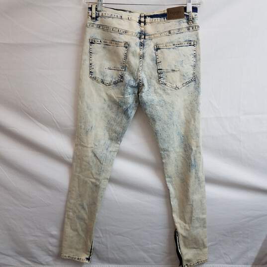 Acid washed distressed zip ankle skinny jeans men's 32 x 32 image number 2