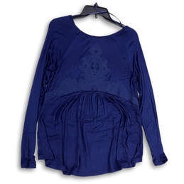NWT Womens Blue Round Neck Long Sleeve Pullover Blouse Top Size Medium alternative image