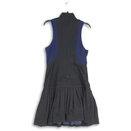 Tracy Reese Womens Black Navy Blue Mock Neck Sleeveless Belted Mini Dress Size 6 alternative image