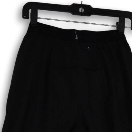 Womens Black Elastic Waist Slash Pocket Drawstring Activewear Pants Size S image number 4
