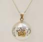Artisan 925 & Brass Stamped Celestial Moon Star Planet & Sun Chime Ball Pendant Necklace & Geometric Modernist Drop Earrings 24.6g image number 2