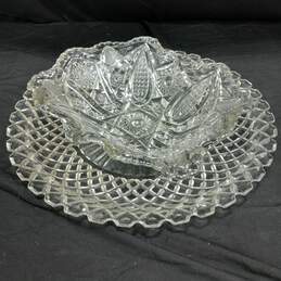 Vtg. Indiana Clear Pressed Cut Glass Bowl