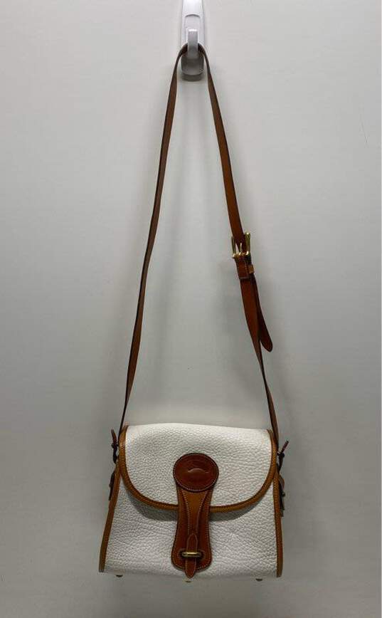 Dooney & Bourke Leather Pebbled Crossbody Bag White, Brown Trim image number 1
