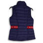 Womens Blue Red Mock Neck Sleeveless Full-Zip Puffer Vest Size Small image number 2