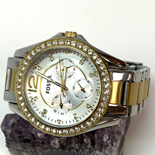 Designer Fossil Riley ES-3204 Two-Tone Stainless Steel Analog Wristwatch image number 1