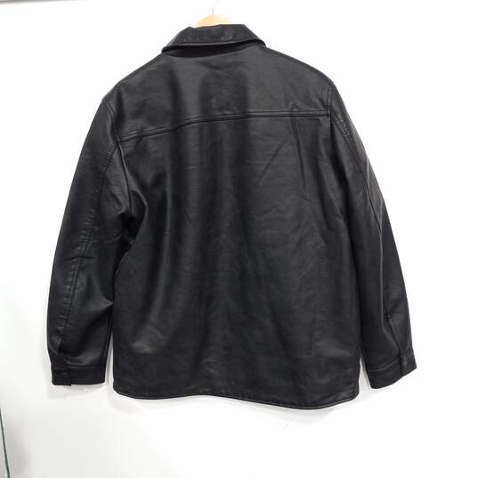 Levis Black Leather Jacket Men's Size L image number 2
