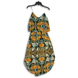 H&M Womens Green Orange Tropical Print Spaghetti Strap Blouson Dress Size 4